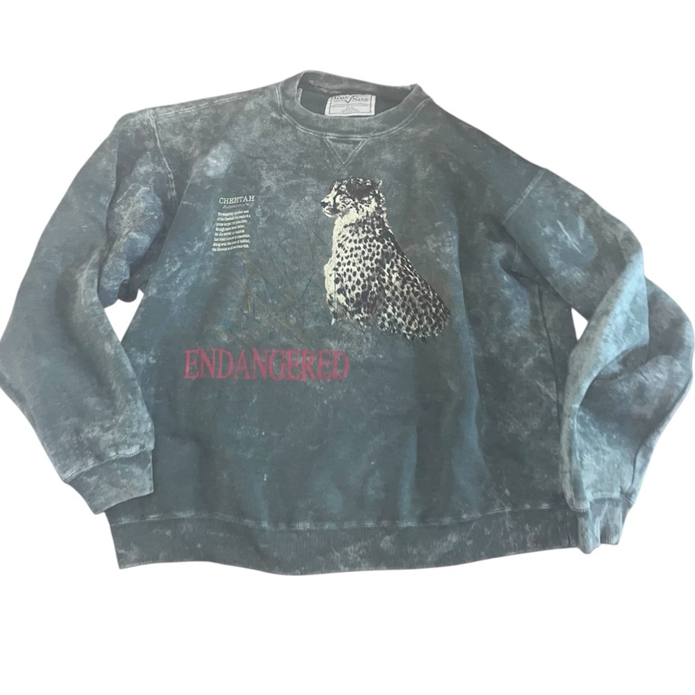 Endangered Cheetah Graphic Crewneck Sweatshirt - Green